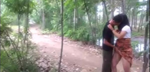  Chinese maid got hard fuck in the forest